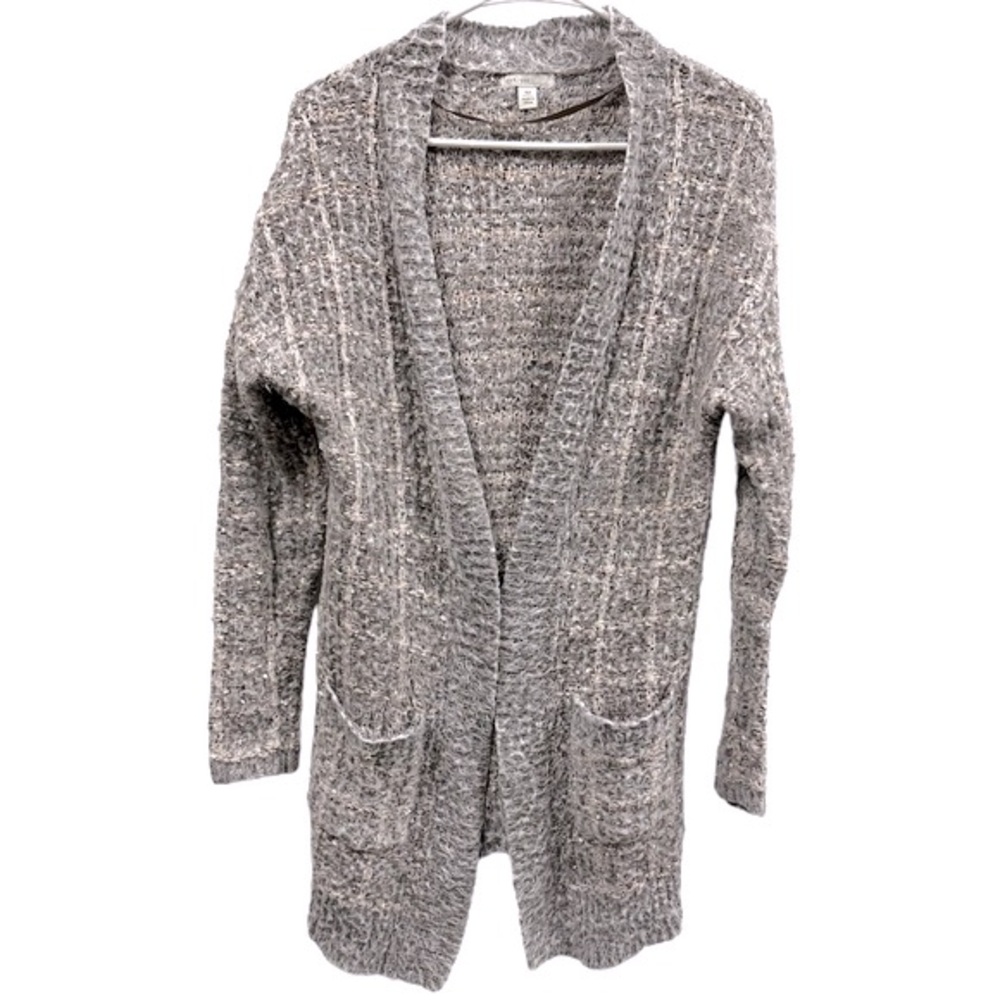 Cato 1946 Open Front Woven Knit Long Sweater Cardigan with Pockets Womens M